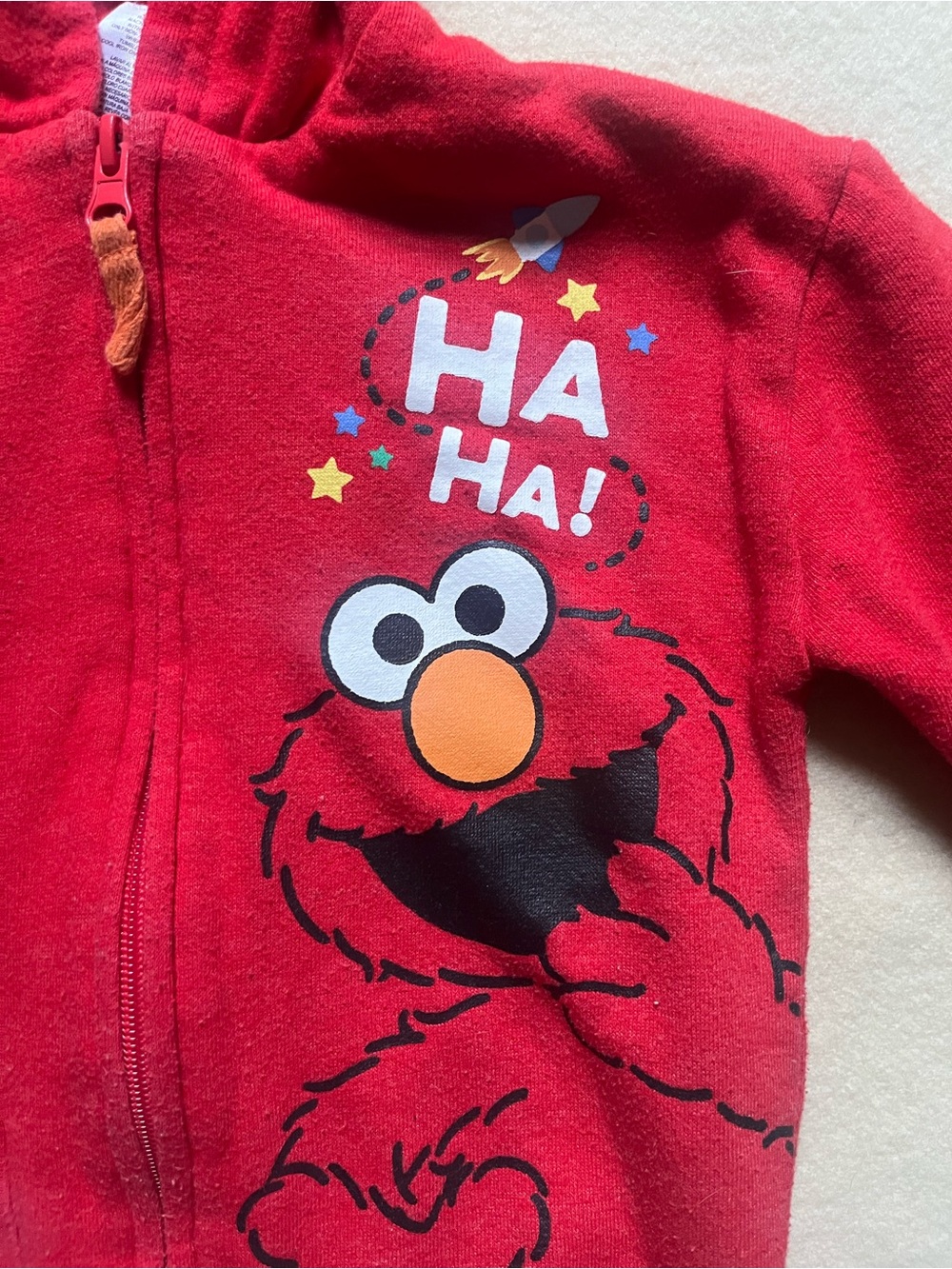 Sesame Street Red Elmo Zip-Up One-Piece with Rocket & Stars